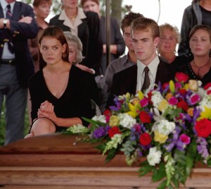 Dawson and Joey at Mitch's funeral